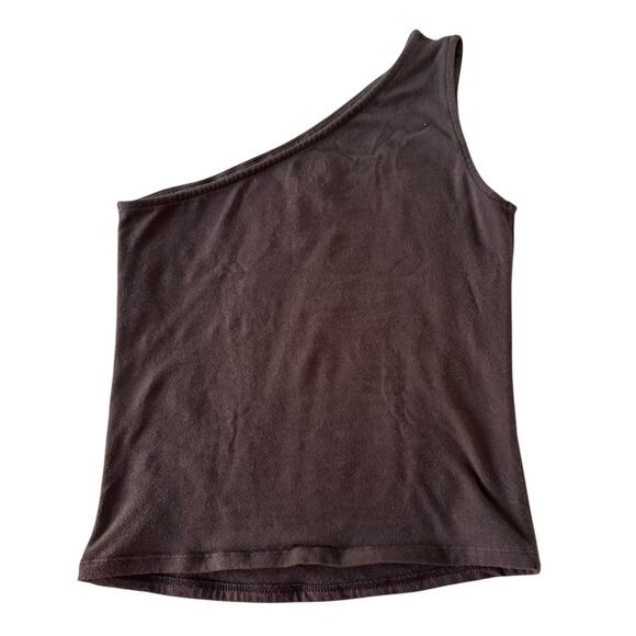 Y2K HOLLISTER Heart Rhinestone Cut Out One Shoulder Tank Top Chocolate Brown S - Picture 9 of 10